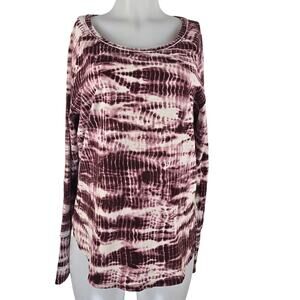 Frye & Co Burgundy Tie Dye Long Sleeve Women's Lightweight Shirt L